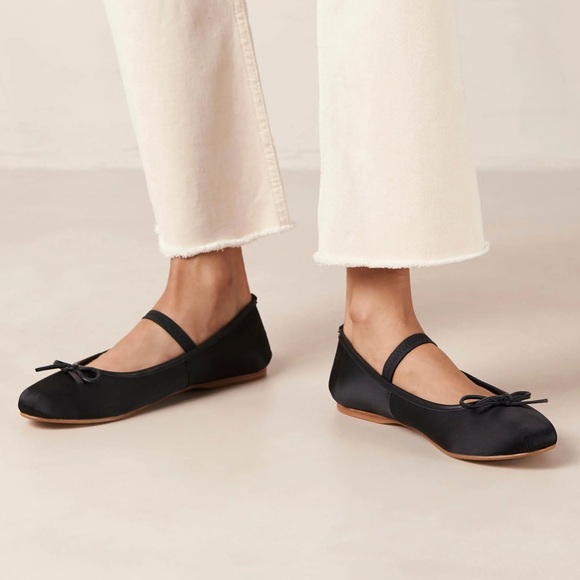 Free People ALOHAS Black Satin Mary Jane Ballet Flats - Picture 3 of 3